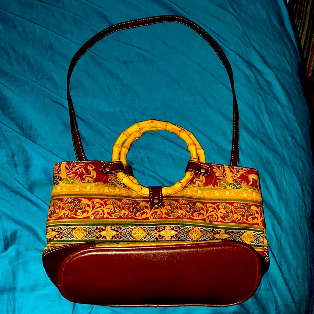 Relic Safari Monkey Handbag With Extra Shoulder Strap and Bamboo Handles